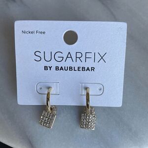 5/$25 Sugarfix Crystal Lock Dangle Huggie Hoop Earrings